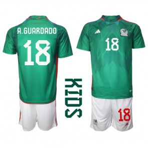 Meksyk Andres Guardado #18 Koszulka Podstawowych Dziecięca MŚ 2022 Krótki Rękaw (+ Krótkie spodenki)